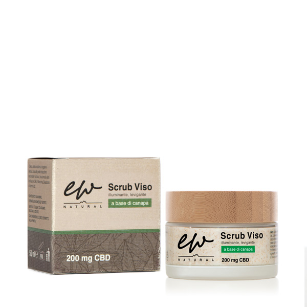 Scrub viso a base di canapa con cbd