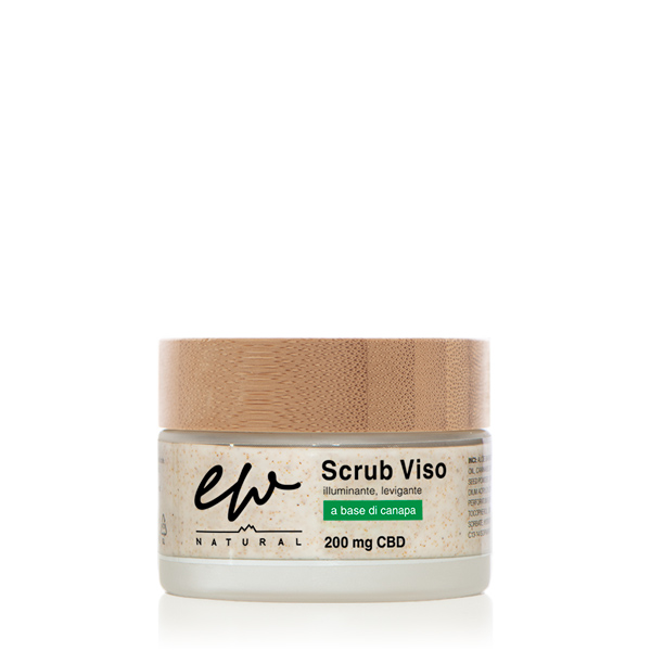 Scrub viso a base di canapa con cbd